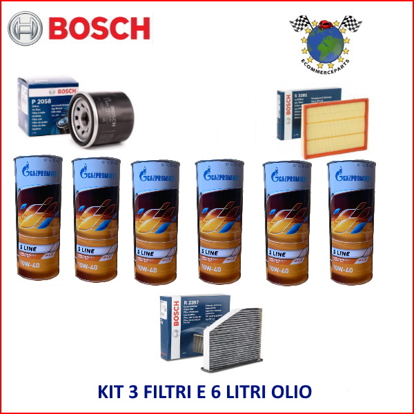 Kit 3 Filtri Bosch + 6 Litri Olio 10W40 + 6 Litri Olio 10W40 per RENAULT  ##8