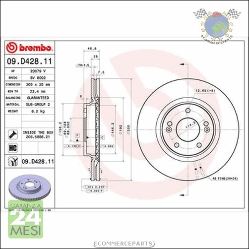 Kit dischi freno + Pastiglie Ant Brembo per HYUNDAI TUCSON KIA SPORTAGE