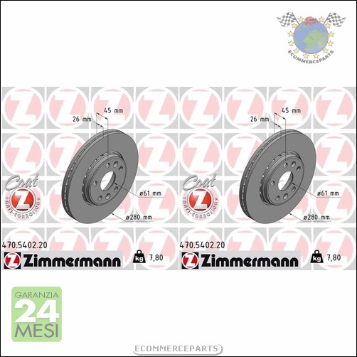 Kit 2x dischi freno Zimmermann COAT Z Anteriore per MERCEDES CITAN 112 111 1 #pm