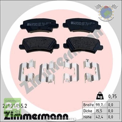 Kit dischi freno + Pastiglie Post Zimmermann per KIA PICANTO r2h P lsv