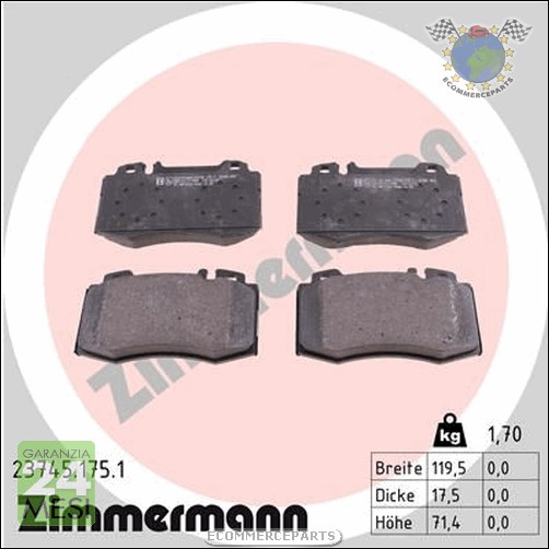 Kit dischi freno + Pastiglie Ant Zimmermann per MERCEDES CLASSE C 320 270 cc0